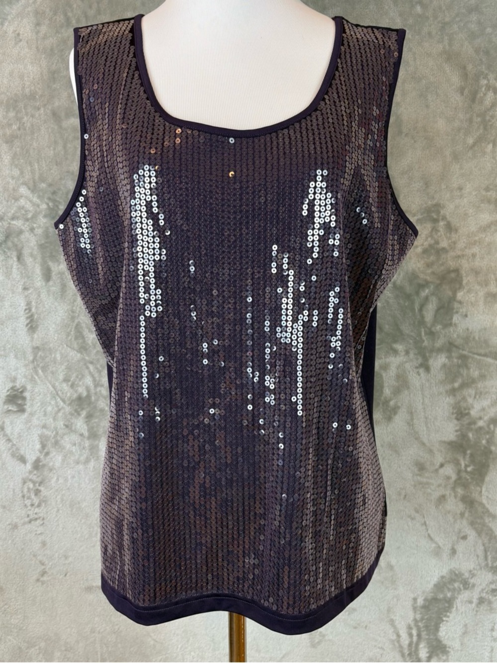 Joan Rivers Sleeveless Sequin Purple Tank Top Cocktail Wmn’s L